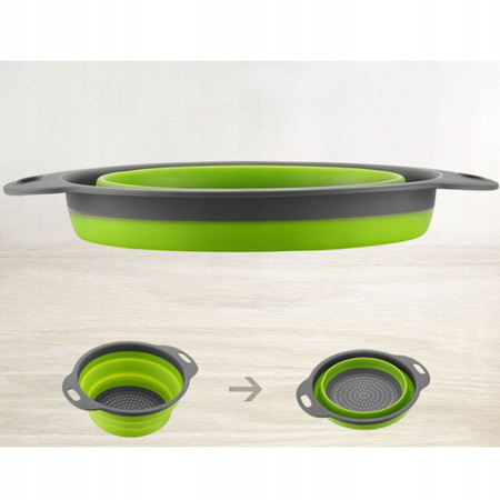 SILIKONOWY DURSZLAK składany z uchwytami kuchenny ociekacz kempingowe sitko