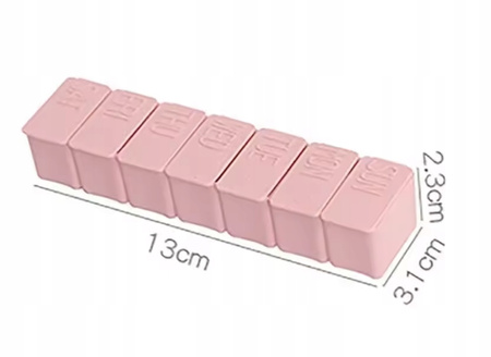 PUDEŁKO NA LEKI TABLETKI POJEMNIK ORGANIZER KASETKA NA 7 DNI różowe