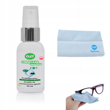 LensClean SENSITIVE BEZ ALKOHOLU płyn do okularów szkieł 30ml + ściereczka