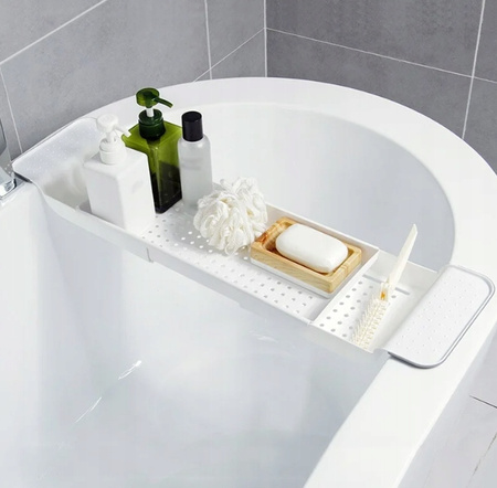 PÓŁKA na wannę łazienkowy organizer rozsuwany taca deska REGULOWANA