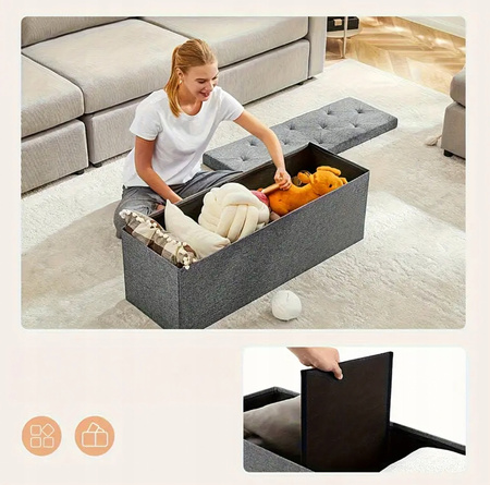 DUŻA PUFA POJEMNIK SCHOWEK SIEDZISKO na ubrania zabawki rzeczy SKRZYNIA