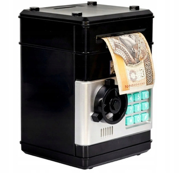 SEJF SKARBONKA na monety i banknoty elektryczny bankomat wpłatomat kod pin