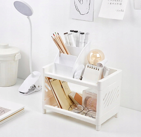 UNIWERSALNY ORGANIZER na biurko do łazienki biały praktyczny na kosmetyki