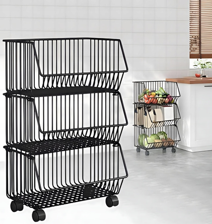 KUCHENNY ŁAZIENKOWY REGAŁ NA KÓŁKACH 3 poziomy składany szafka stolik