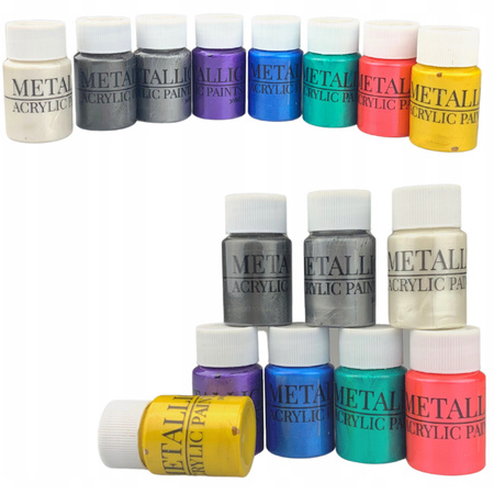 FARBY AKRYLOWE metaliczne 8szt 30ml zestaw farb piękne kolory szybkoschnące