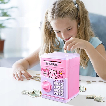 SEJF SKARBONKA na monety i banknoty elektryczny bankomat wpłatomat kod pin