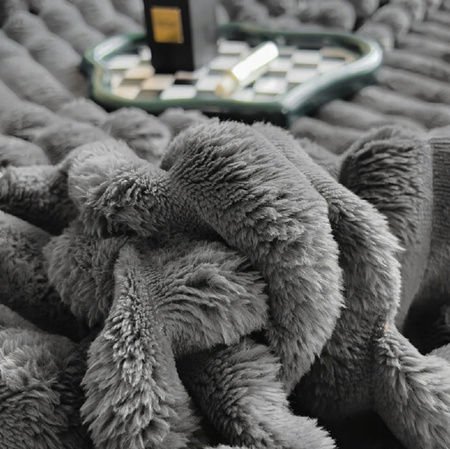 KOC 200x200 DEKORACYJNY duża narzuta na łóżko kanapę w prążki miękki