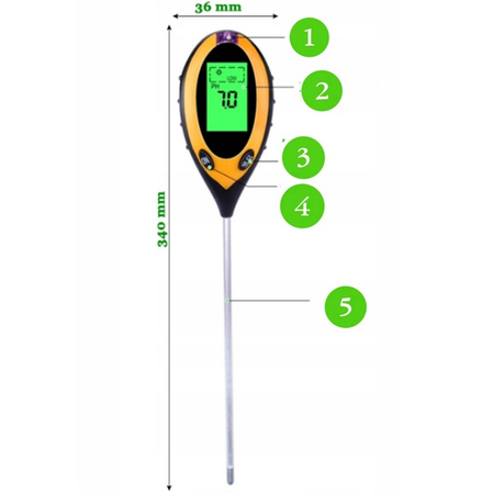 TESTER OGRODNICZY KWASOMIERZ miernik PH gleby temperatury wilgotności