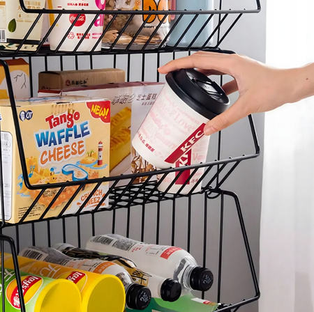 KUCHENNY ŁAZIENKOWY REGAŁ NA KÓŁKACH 3 poziomy składany szafka stolik