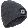 ZIMOWA CZAPKA Z LATARKĄ LED czołówka robocza do biegania z lampką szara