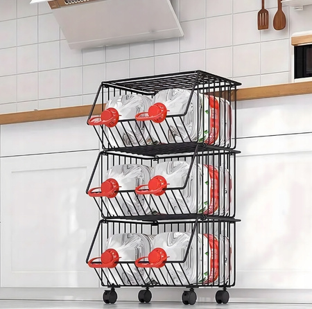 KUCHENNY ŁAZIENKOWY REGAŁ NA KÓŁKACH 5 poziomów składany szafka stolik