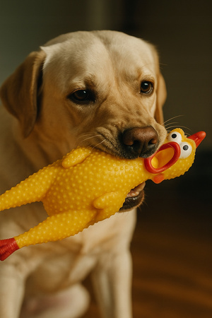 PISZCZĄCY KURCZAK gumowa gryzak żółty zabawka dla psa szczeniaka 30cm