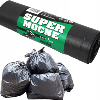 WORKI NA ŚMIECI 120L 7szt czarne super mocne do segregacji