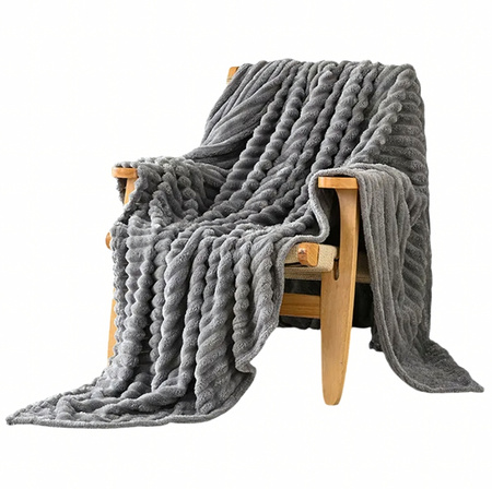 KOC 200x200 DEKORACYJNY duża narzuta na łóżko kanapę w prążki miękki