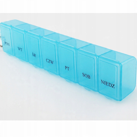 PUDEŁKO NA LEKI TABLETKI 7 PRZEGRÓDEK ORGANIZER TYGODNIOWY 7 DNI POJEMNIK