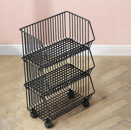 KUCHENNY ŁAZIENKOWY REGAŁ NA KÓŁKACH 3 poziomy składany szafka stolik