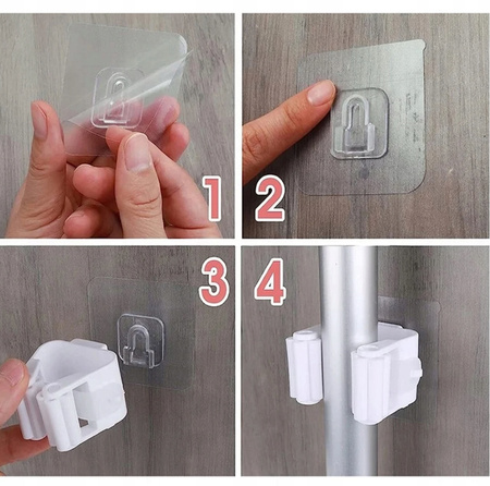 ŚCIENNY UCHWYT WIESZAK SAMOPRZYLEPNY NA MOPY MIOTŁY SZCZOTKI NARZĘDZIA