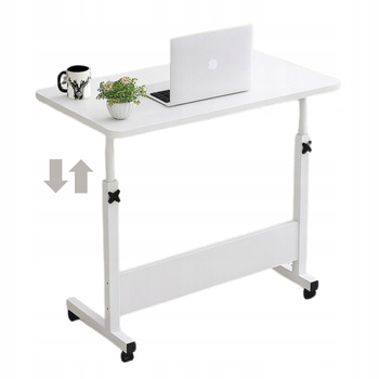 Eleganckie MOBILNE BIURKO REGULOWANE stolik na kółkach POD LAPTOP biały