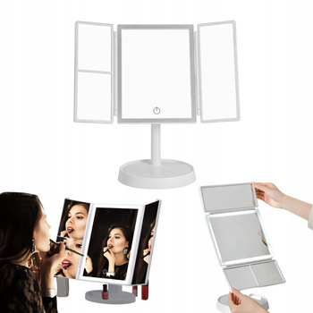 LUSTERKO KOSMETYCZNE PODŚWIETLANE rozkładane lustro do makijażu z ledami