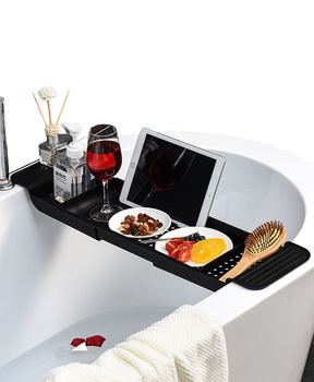 PÓŁKA na wannę łazienkowy organizer rozsuwany taca deska REGULOWANA czarna