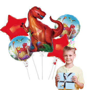 ZESTAW BALONÓW DINOZAURY balony na przyjęcie urodzinowe imprezę 5ele