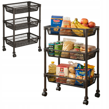 REGAŁ ŁAZIENKOWY KUCHENNY uniwersalny organizer na kółkach 3 półki szafka