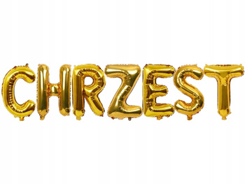 NAPIS Z BALONÓW 40cm CHRZEST dekoracja na przyjęcie chrztu św. złoty