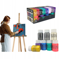 FARBY AKRYLOWE metaliczne 8szt 30ml zestaw farb piękne kolory szybkoschnące