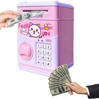 SEJF SKARBONKA na monety i banknoty elektryczny bankomat wpłatomat kod pin