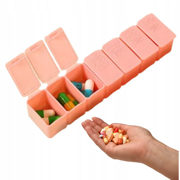 PUDEŁKO NA LEKI TABLETKI POJEMNIK ORGANIZER KASETKA NA 7 DNI różowe