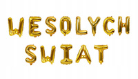 Zestaw balonów napis WESOLYCH SWIAT złota świąteczna dekoracja balonowa
