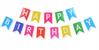 Baner urodzinowy HAPPY BIRTHDAY kolorowy flagi dekoracja girlanda