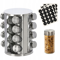 PRZYPRAWNIK SREBRNY 16 SŁOICZKÓW z naklejkami elegancki prezent organizer