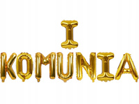 NAPIS Z BALONÓW 40cm I KOMUNIA dekoracja na przyjęcie komunijne złoty